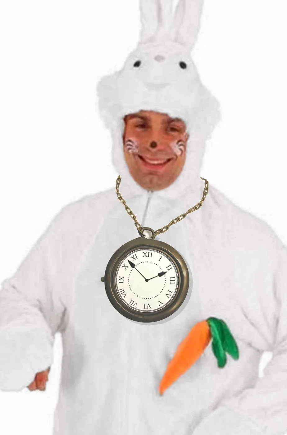 Orologio grande di plastica a collana cm 20 per bianconiglio