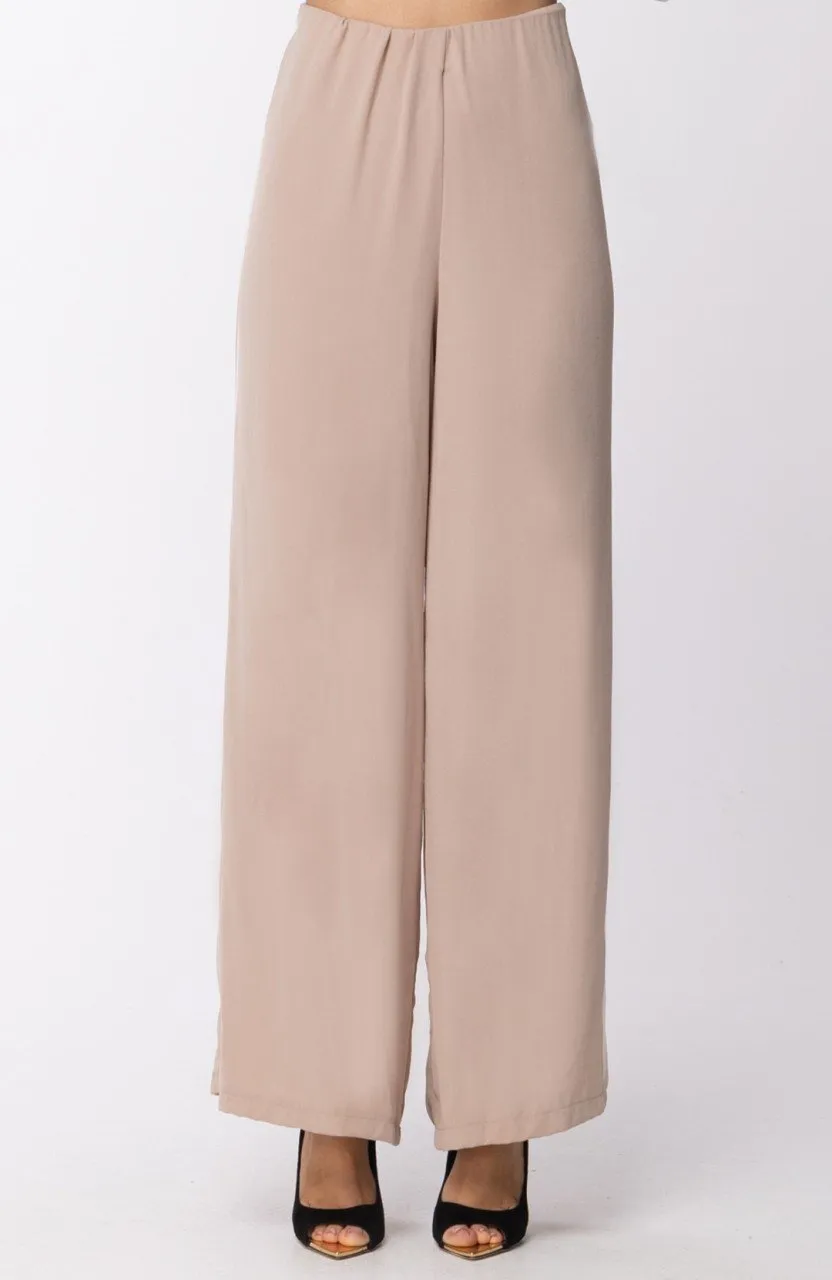 Pantalone a palazzo piiping laterale SABBIA