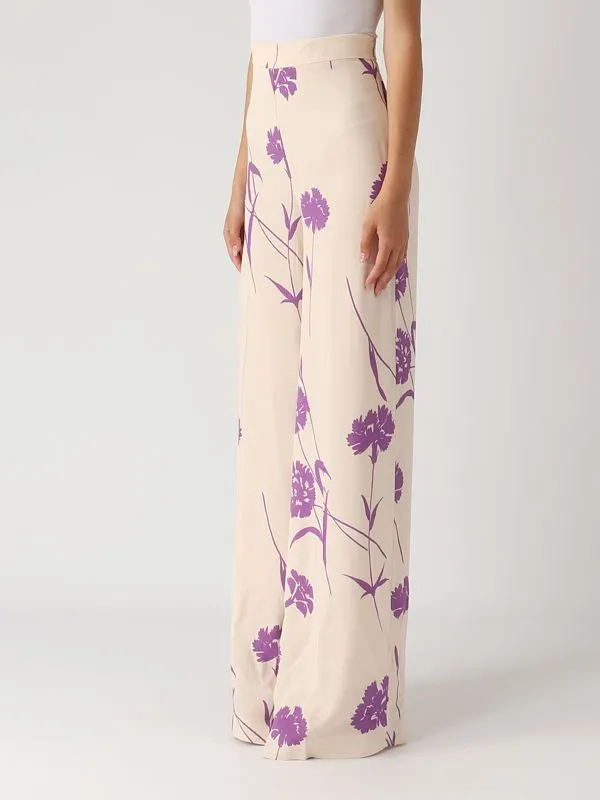 Pantalone donna Twinset a palazzo in crêpe Burro-Glicine
