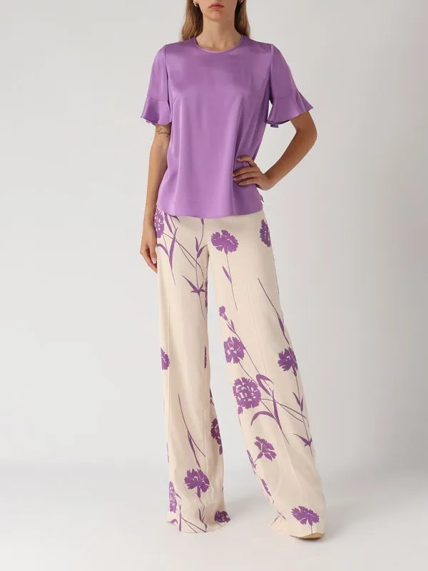 Pantalone donna Twinset a palazzo in crêpe Burro-Glicine
