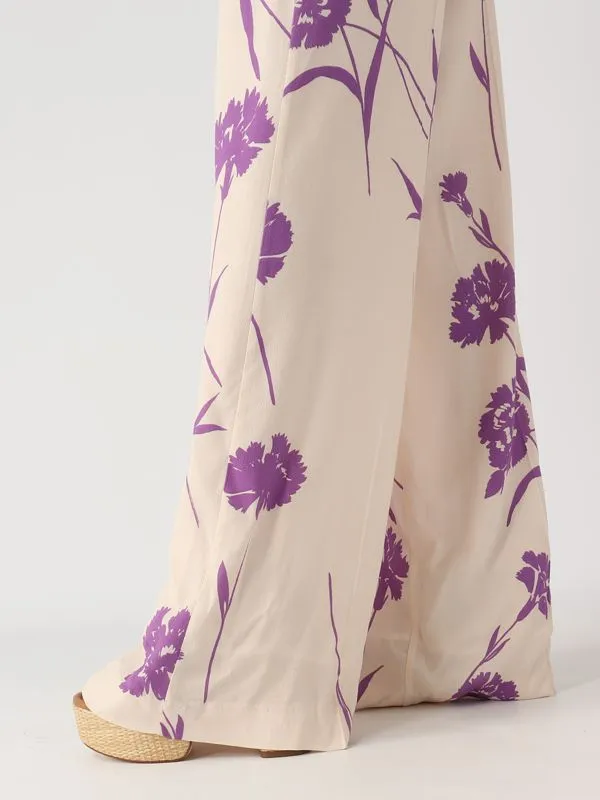 Pantalone donna Twinset a palazzo in crêpe Burro-Glicine