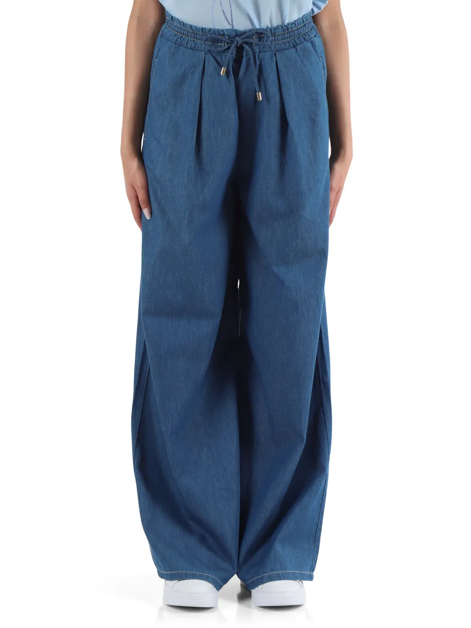 Pantaloni a gamba ampia in denim light