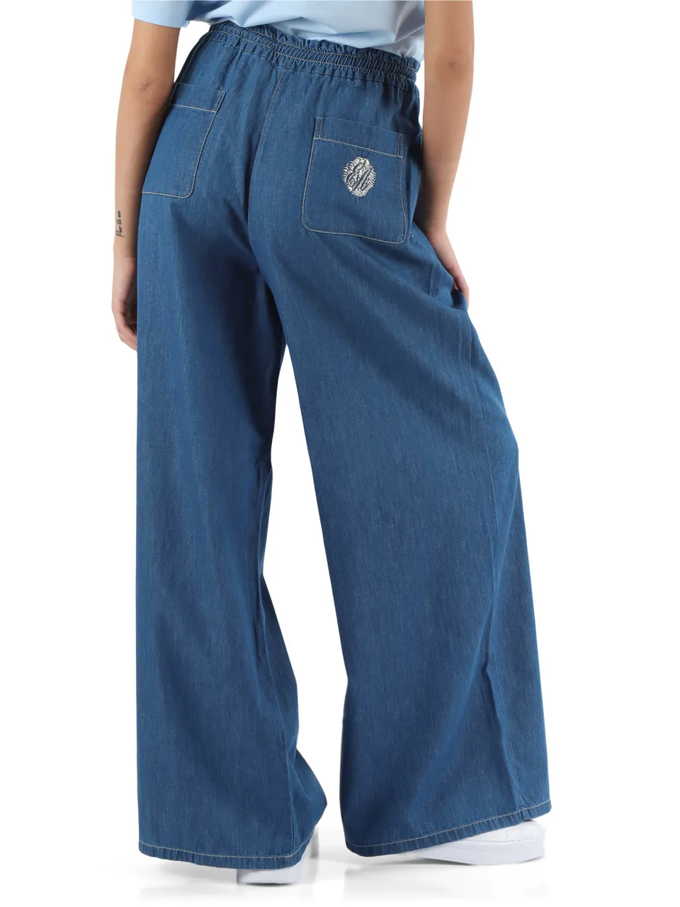 Pantaloni a gamba ampia in denim light