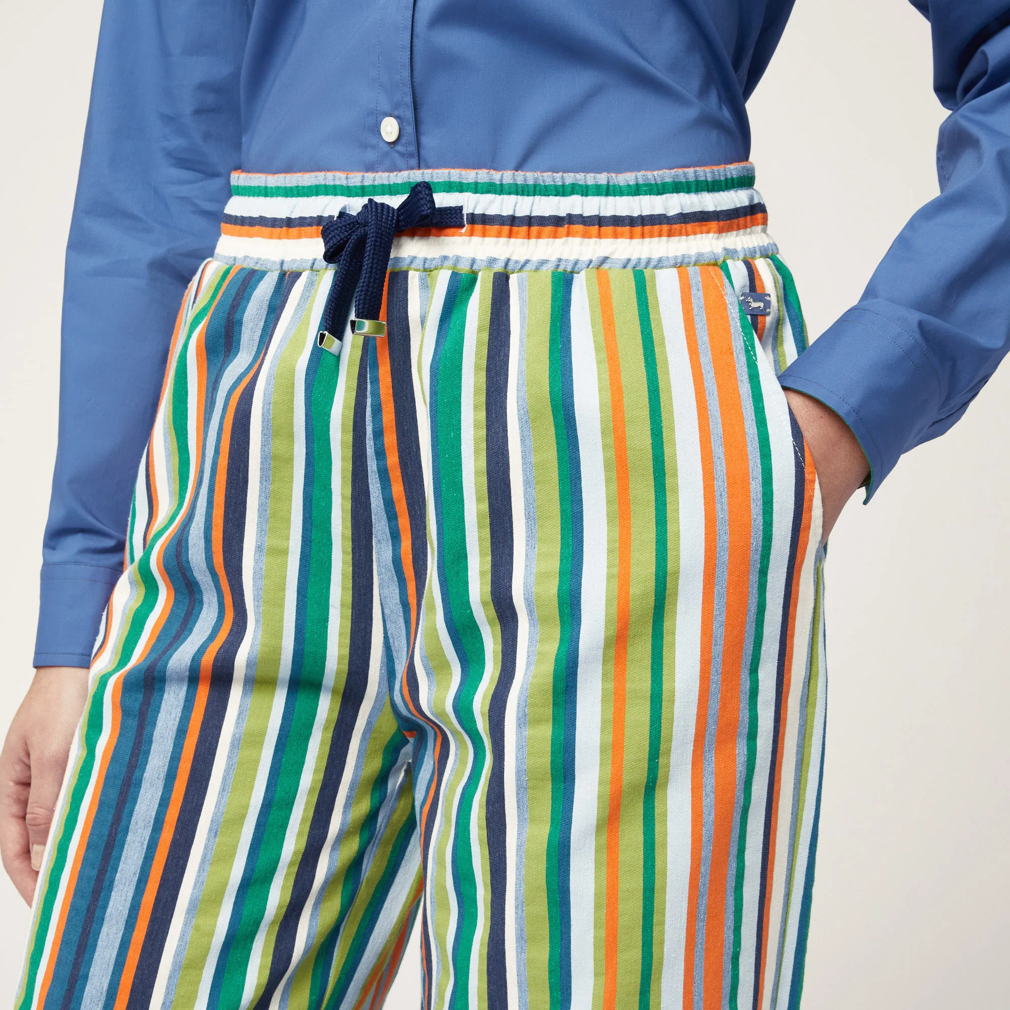 Pantaloni A Righe Con Laccio