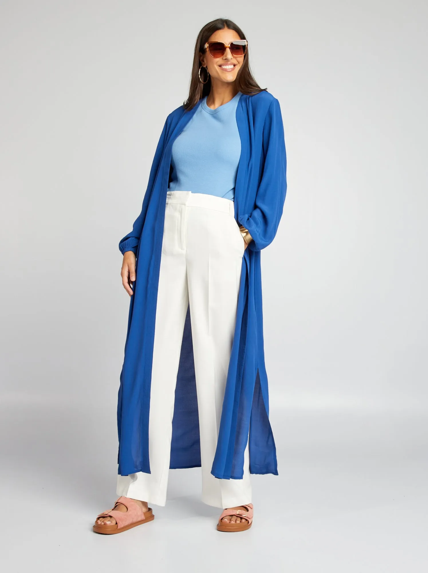 Pantaloni a sigaretta larghi - BIANCO