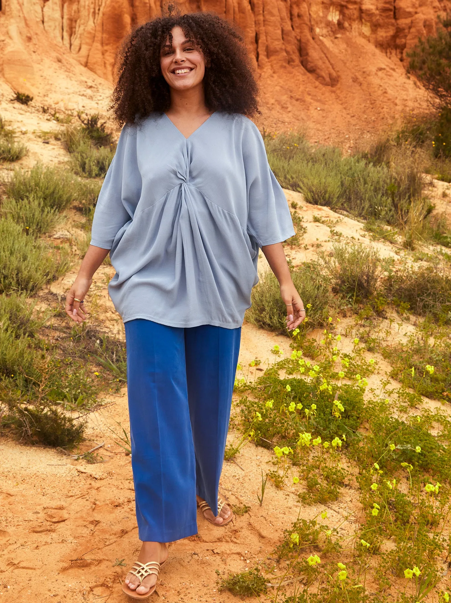 Pantaloni a sigaretta larghi - BLU