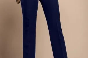 Pantaloni eleganti lunghi a gamba dritta, blu scuro