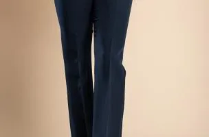 Pantaloni eleganti lunghi a gamba dritta, blu scuro