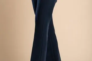 Pantaloni eleganti lunghi a gamba dritta, blu scuro