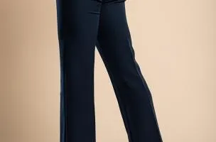 Pantaloni eleganti lunghi a gamba dritta, blu scuro