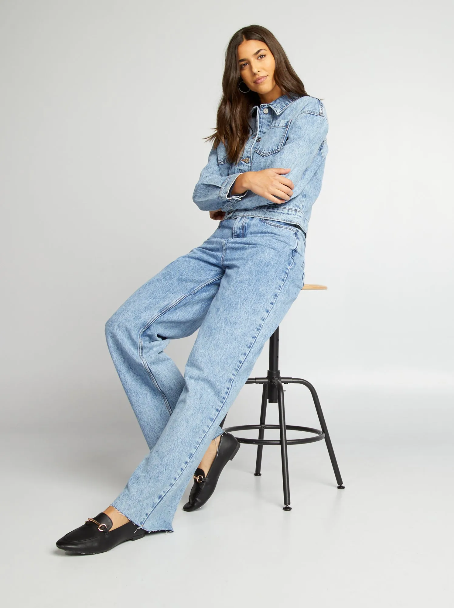 Pantaloni in denim wide leg - BLU