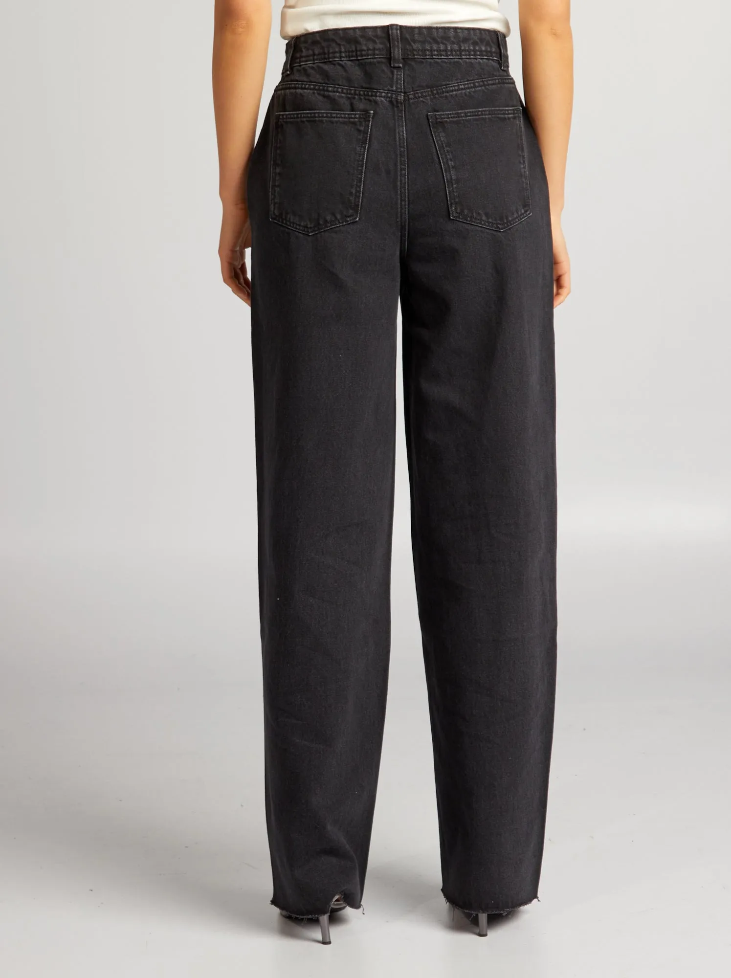 Pantaloni in denim wide leg - GRIGIO