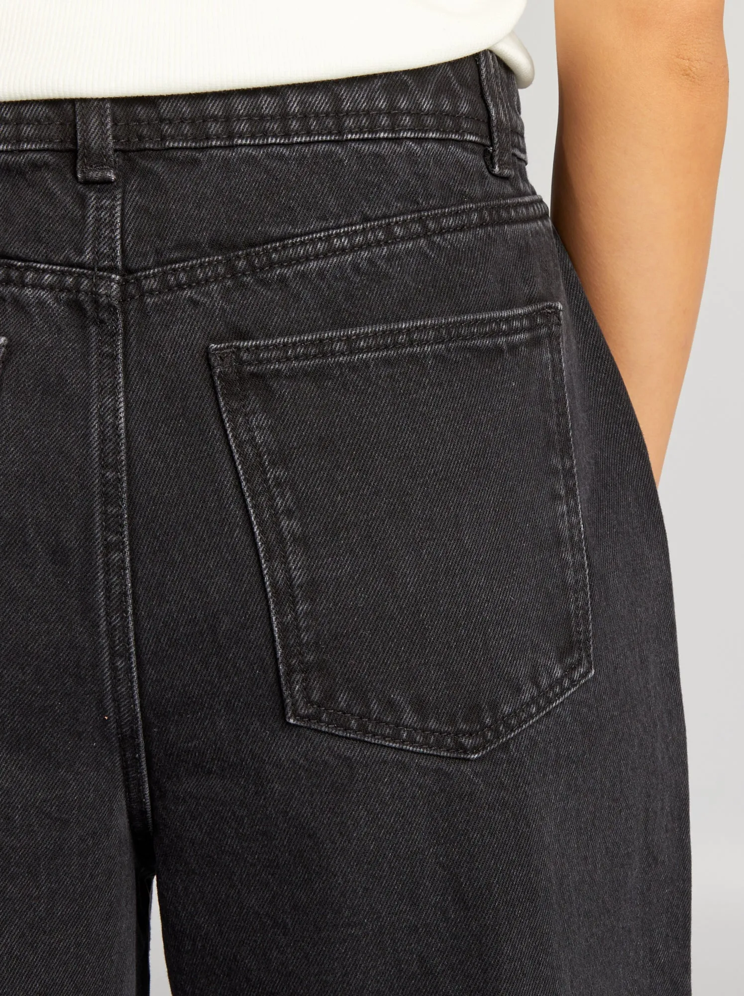 Pantaloni in denim wide leg - GRIGIO