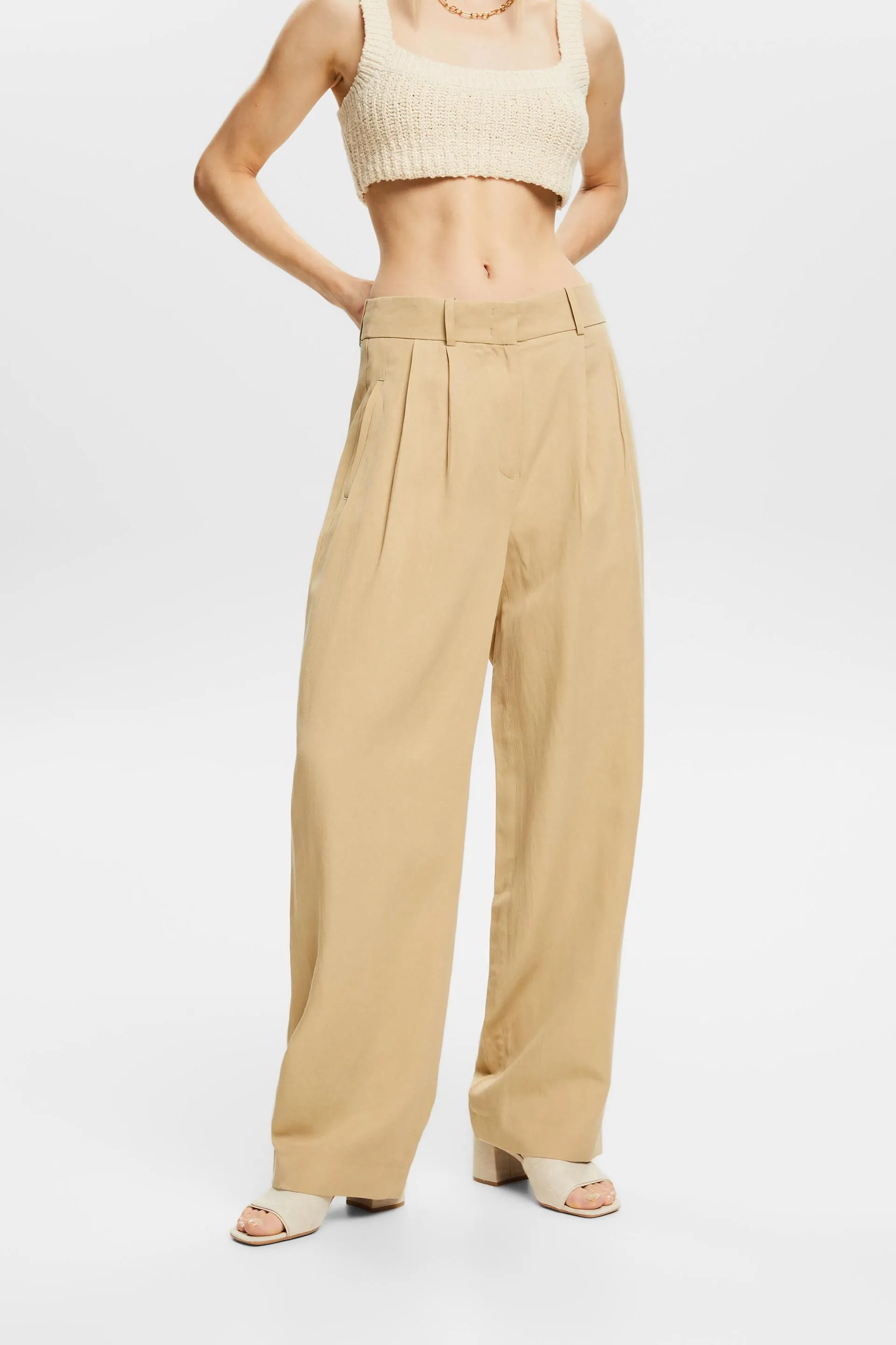 Pantaloni in twill a gamba larga