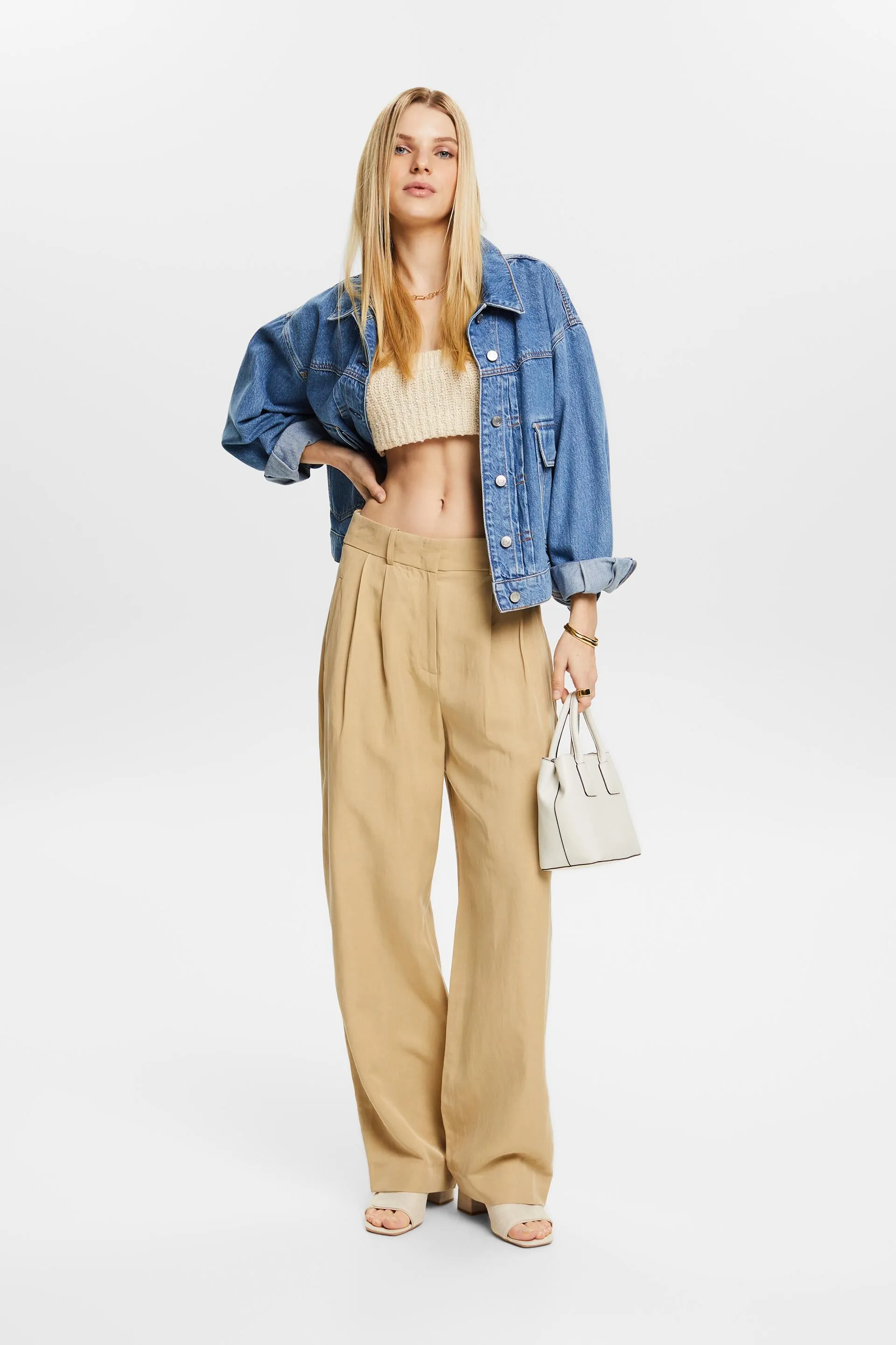 Pantaloni in twill a gamba larga