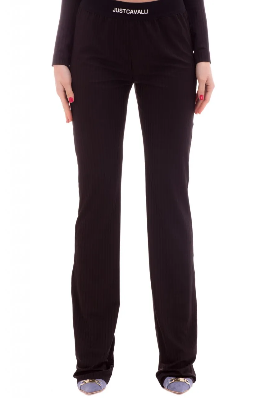 Pantaloni lunghi a costine Black