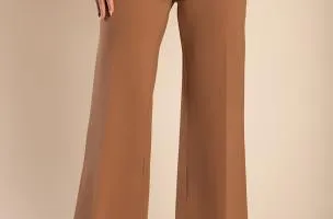 Pantaloni lunghi eleganti con gamba dritta, color cammello