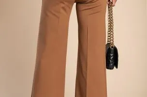 Pantaloni lunghi eleganti con gamba dritta, color cammello