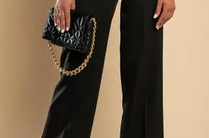Pantaloni lunghi eleganti con pantaloni larghi, nero