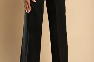 Pantaloni lunghi eleganti con pantaloni larghi, nero
