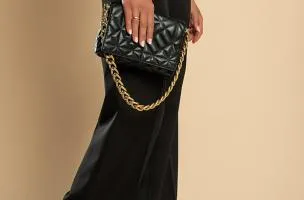 Pantaloni lunghi eleganti con pantaloni larghi, nero