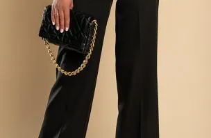 Pantaloni lunghi eleganti con pantaloni larghi, nero