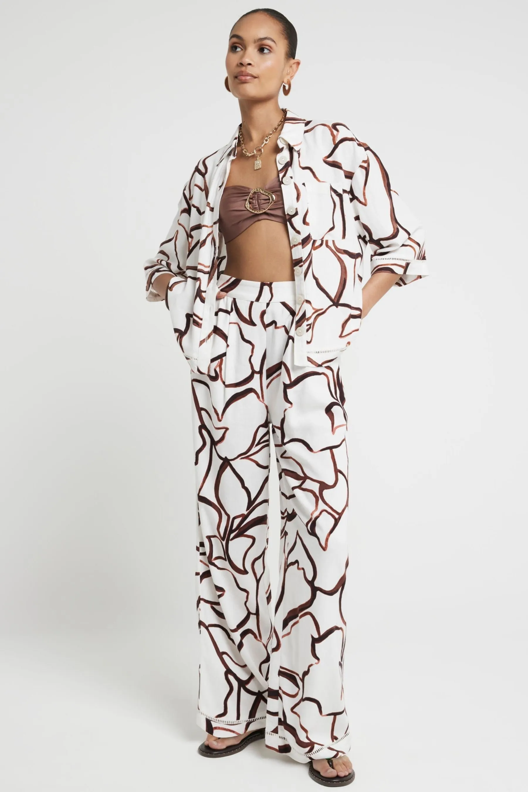 River Island - Pantaloni a fondo ampio