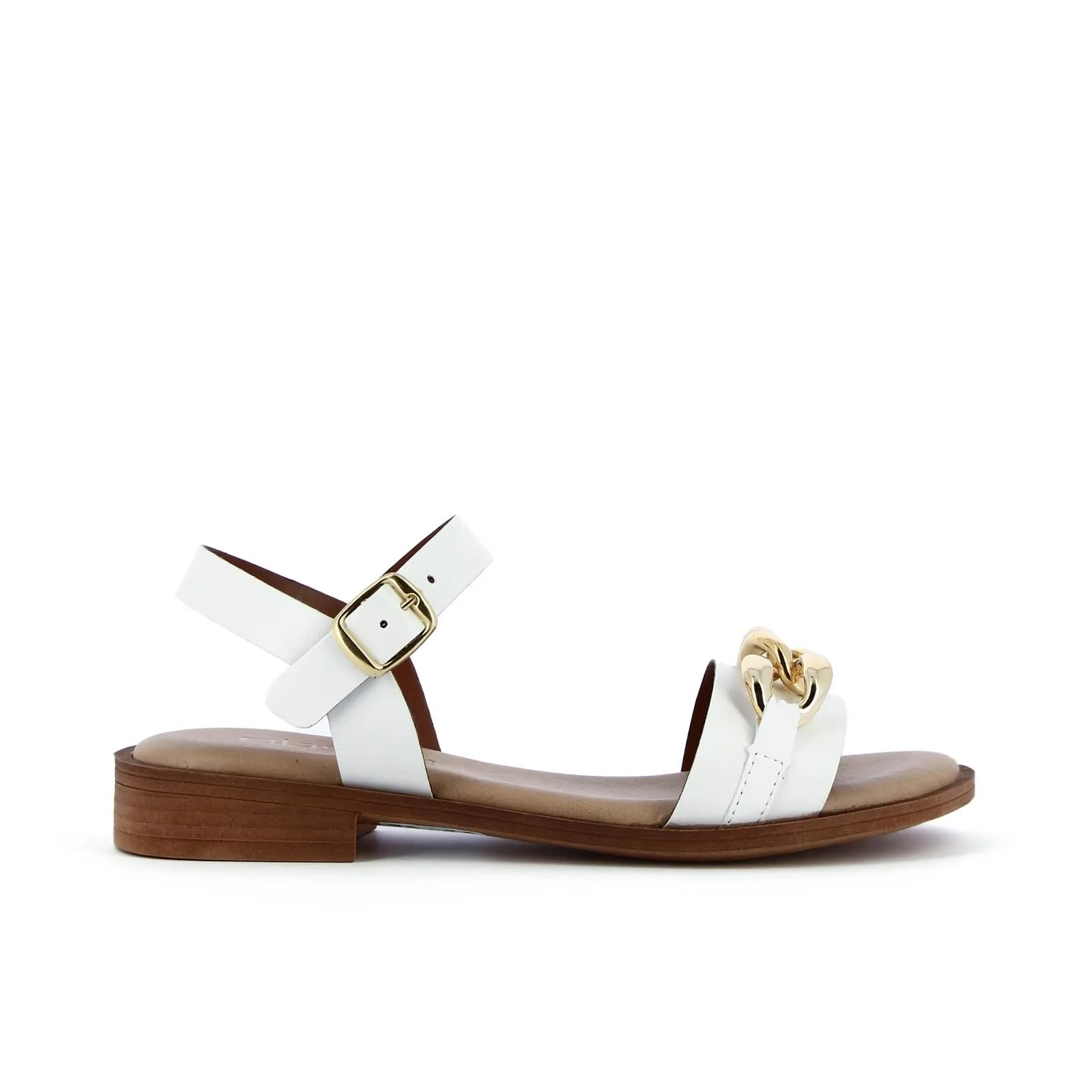 Sandali bassi bianchi con catena