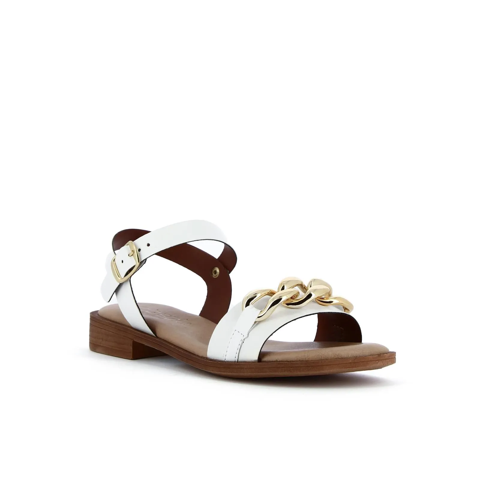 Sandali bassi bianchi con catena