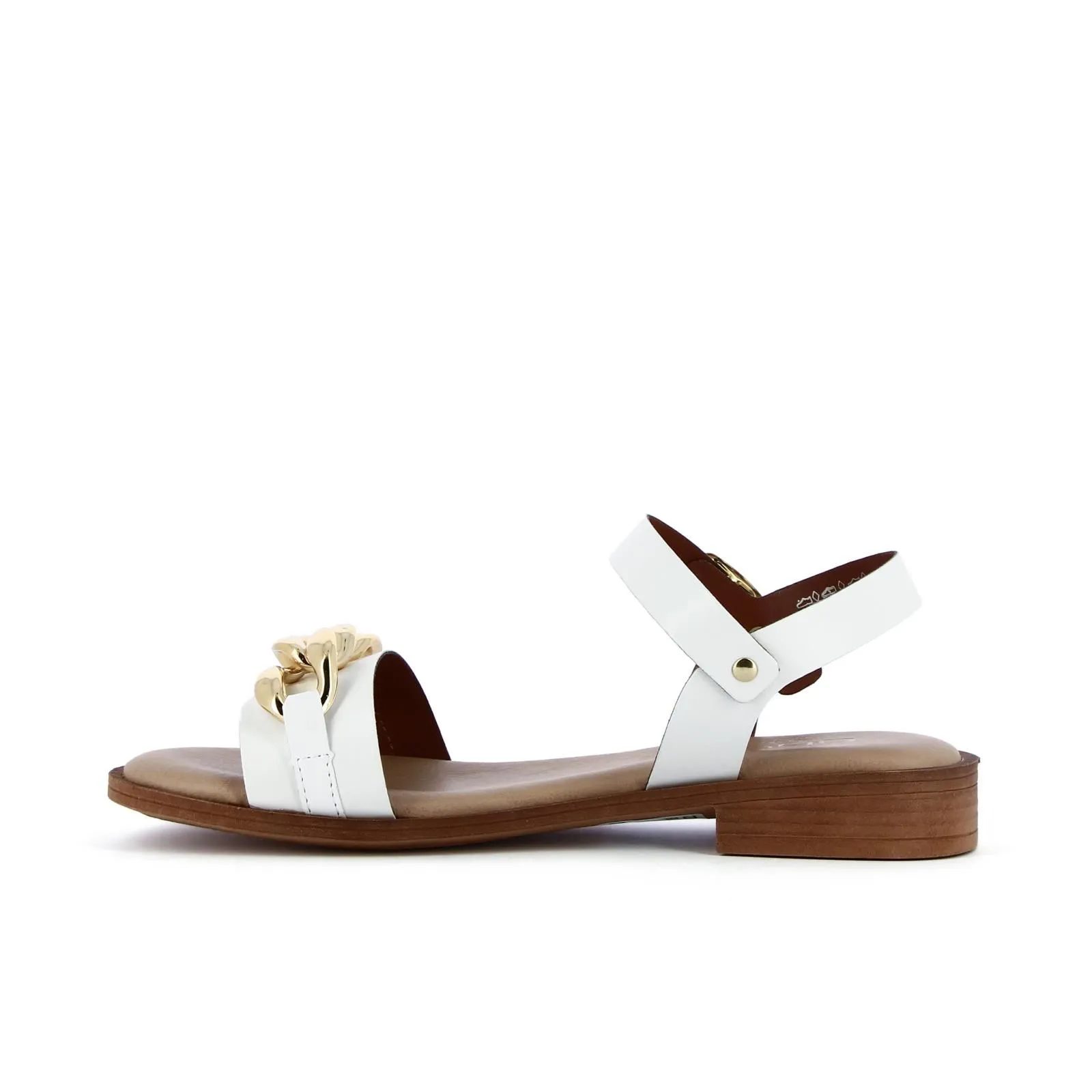Sandali bassi bianchi con catena