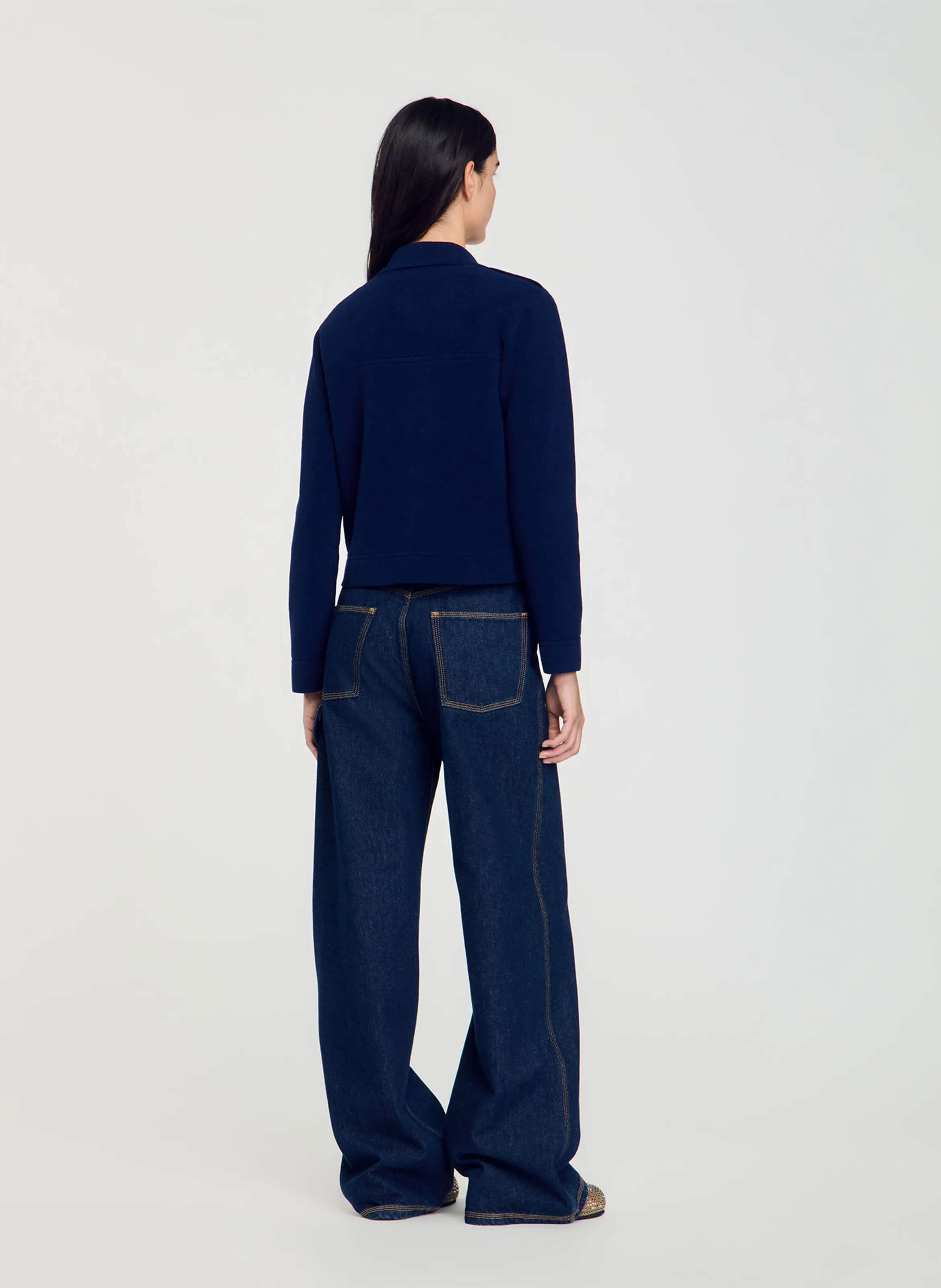  SANDRO   Gonna diritta in maglia | Blu