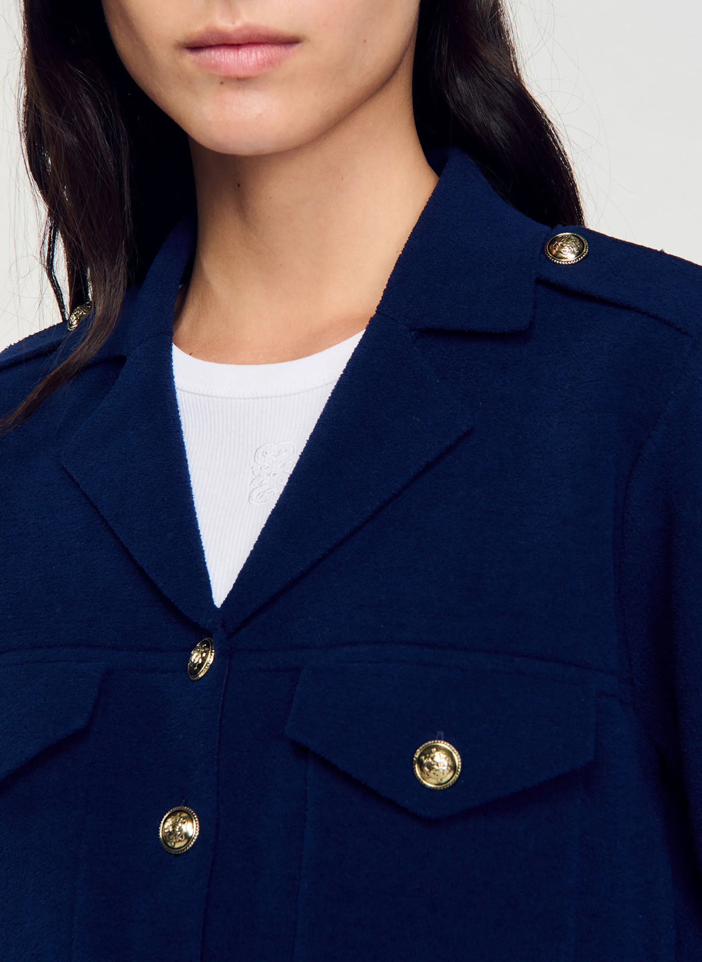  SANDRO   Gonna diritta in maglia | Blu