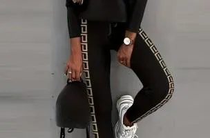 Set con stampa geometrica, nero.