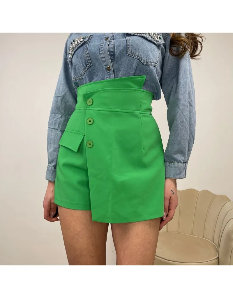 SHORT A GONNA ASIMMETRICO VERDE