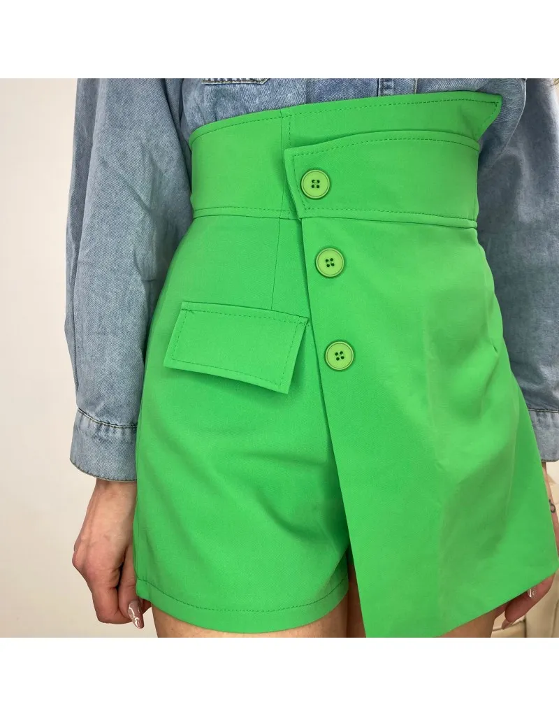 SHORT A GONNA ASIMMETRICO VERDE