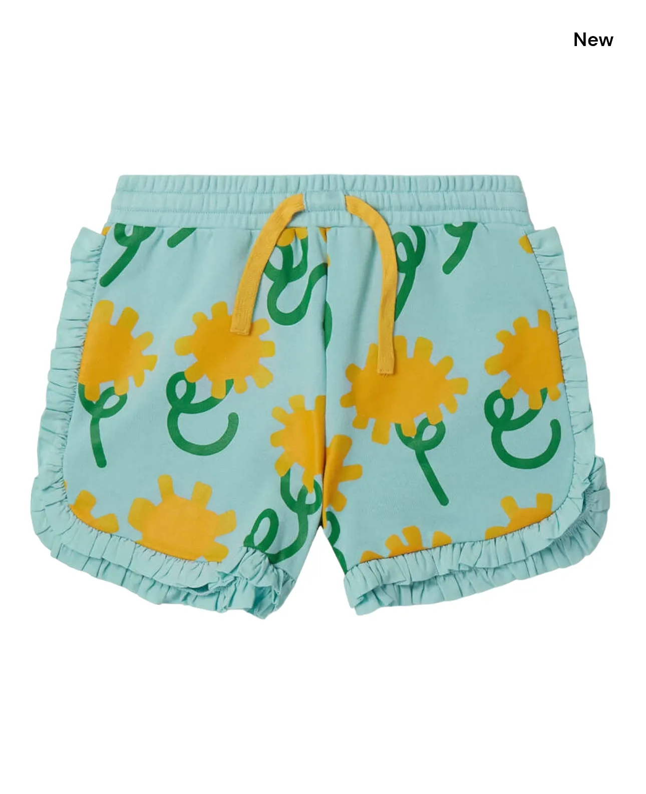 Short azzurro in felpa con stampa all over per neonata e bambina