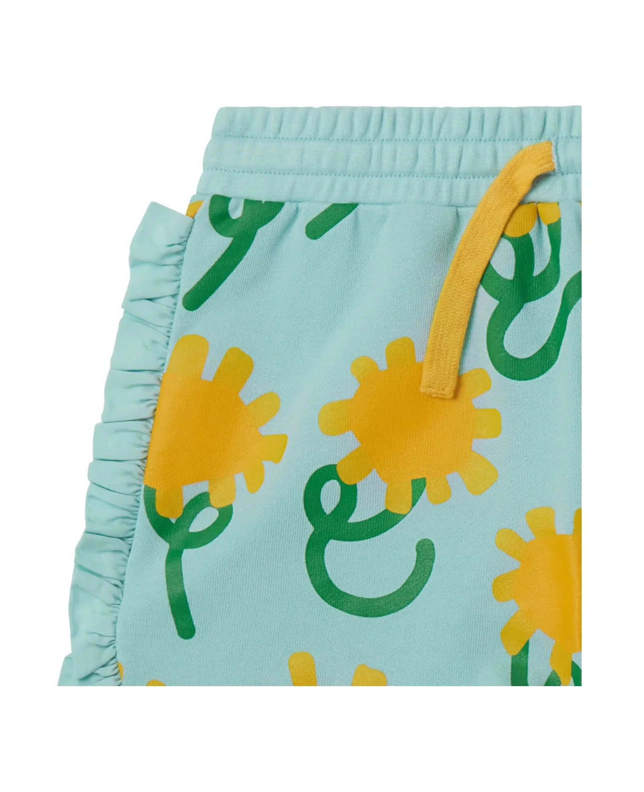 Short azzurro in felpa con stampa all over per neonata e bambina