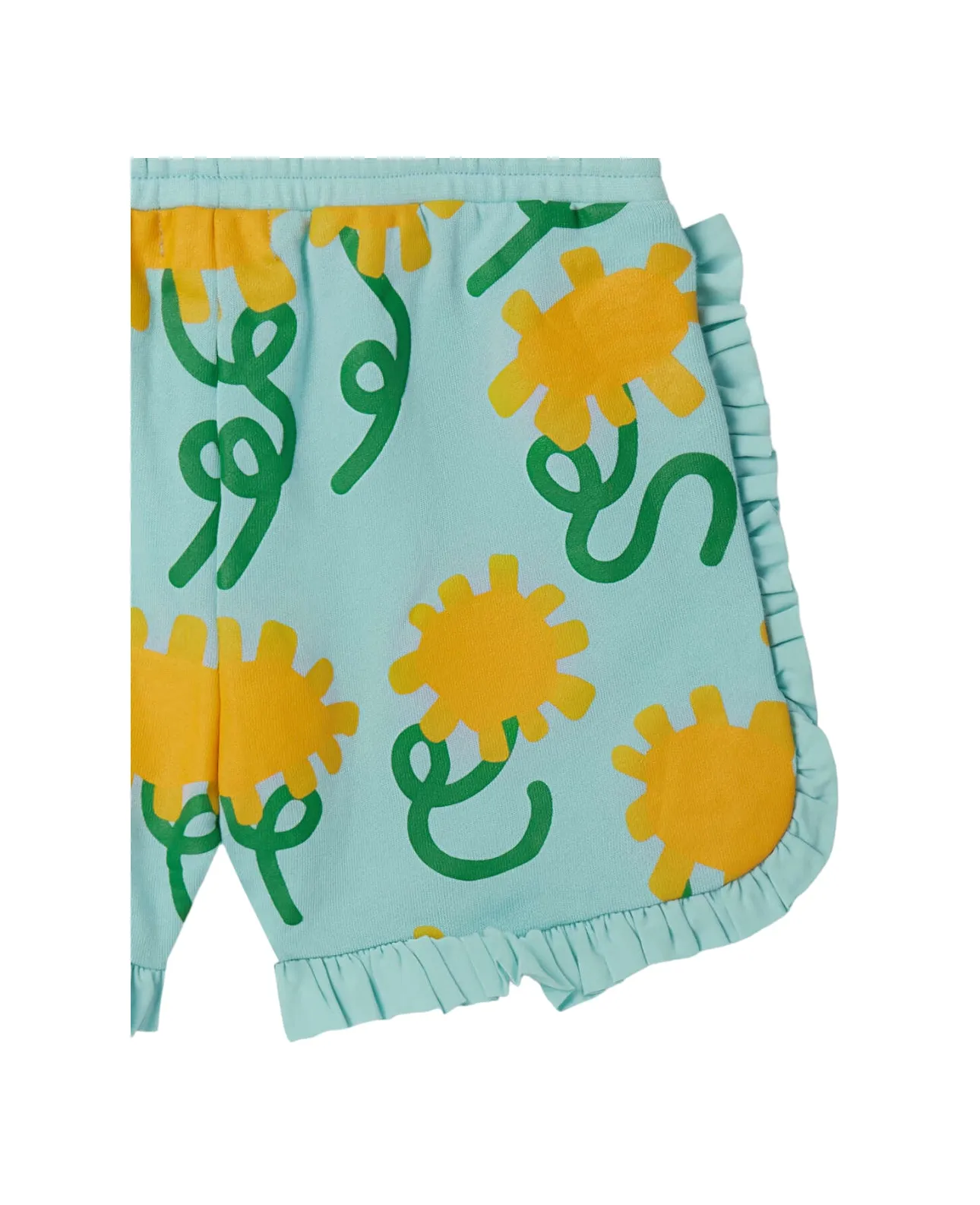 Short azzurro in felpa con stampa all over per neonata e bambina