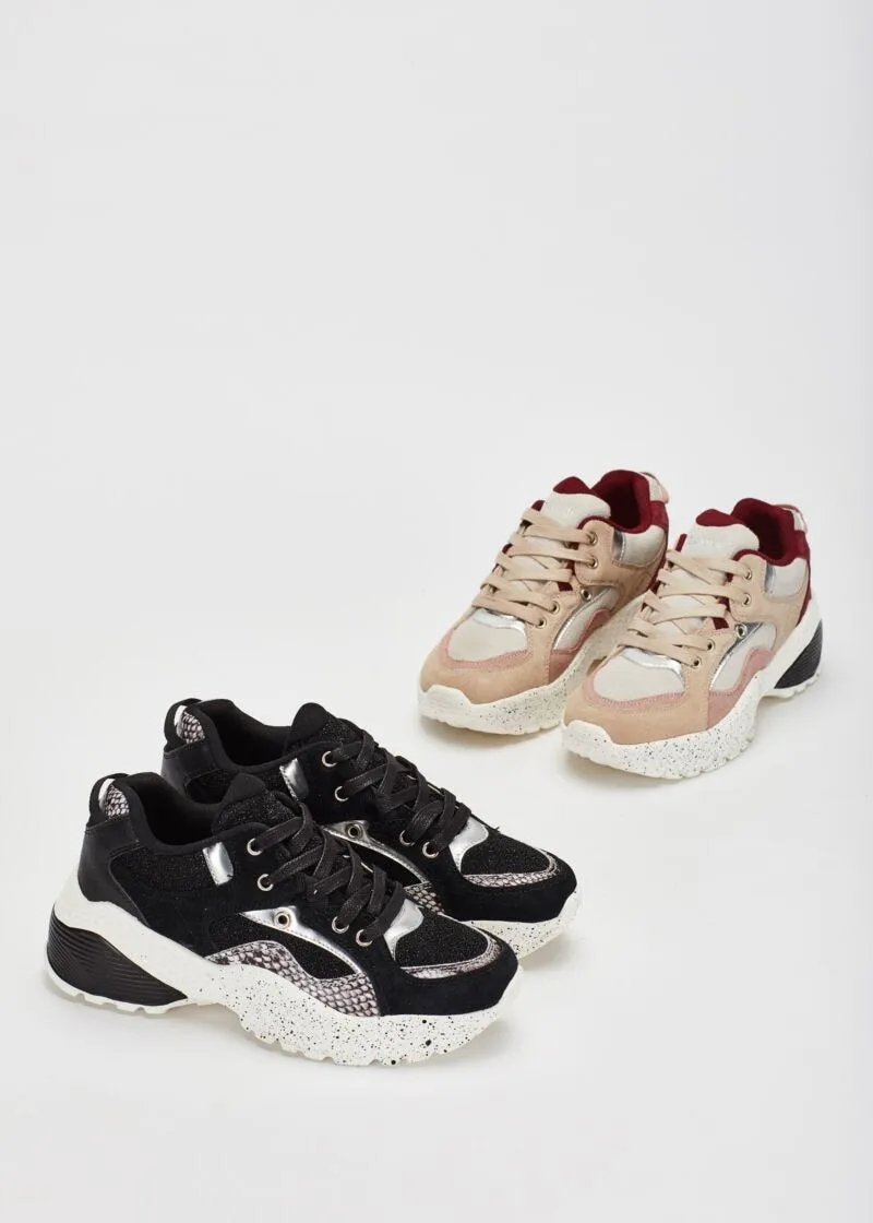 Sneaker con dettagli effetto pitone