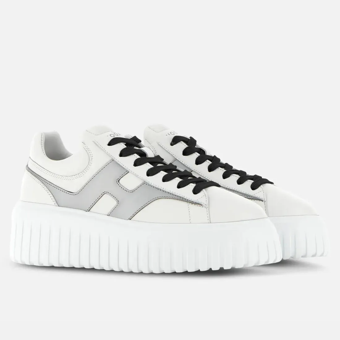 Sneaker da donna Hogan H-Stripes bianca e argento