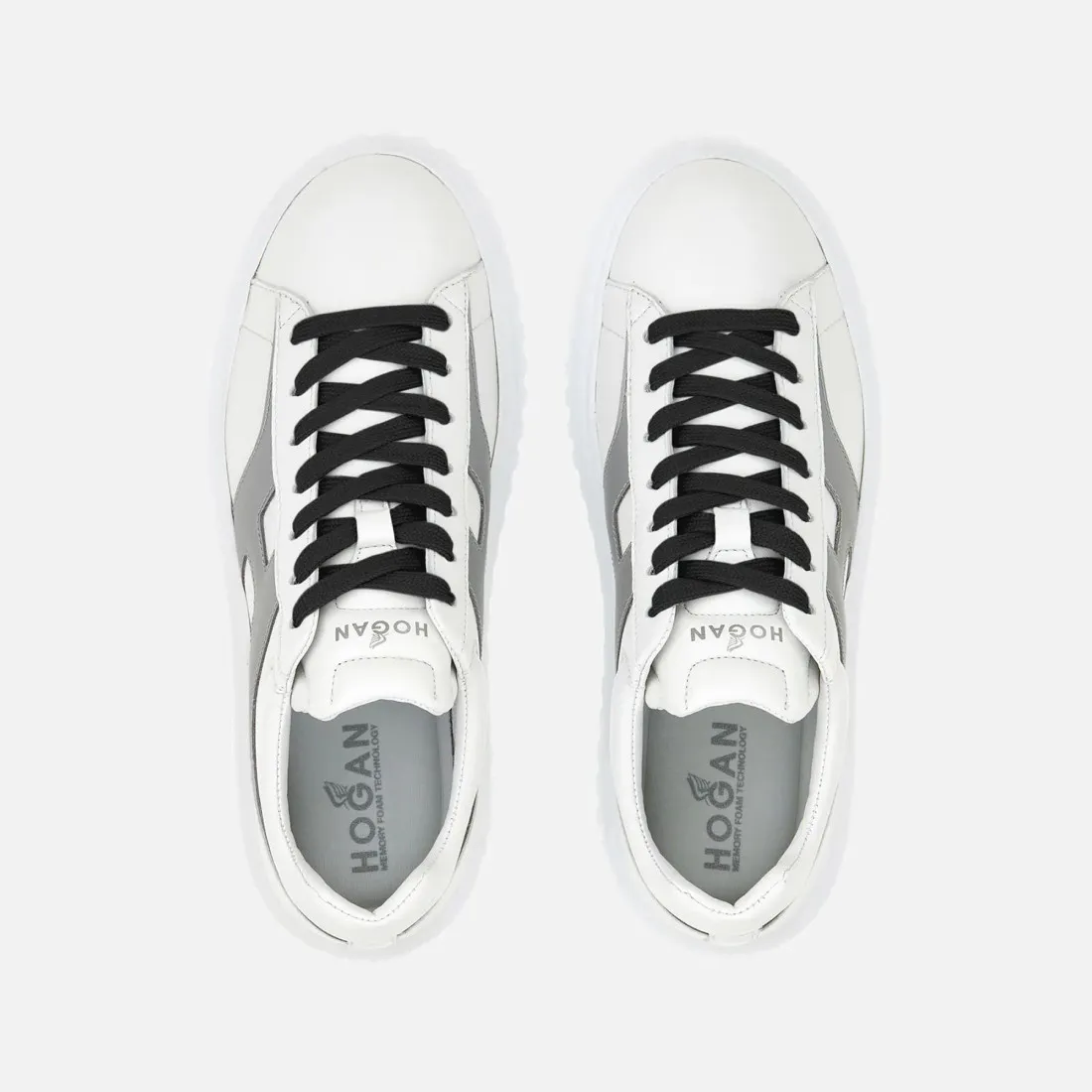 Sneaker da donna Hogan H-Stripes bianca e argento