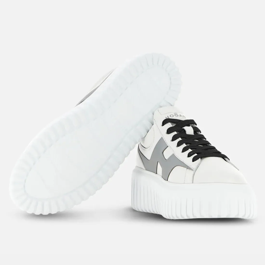 Sneaker da donna Hogan H-Stripes bianca e argento