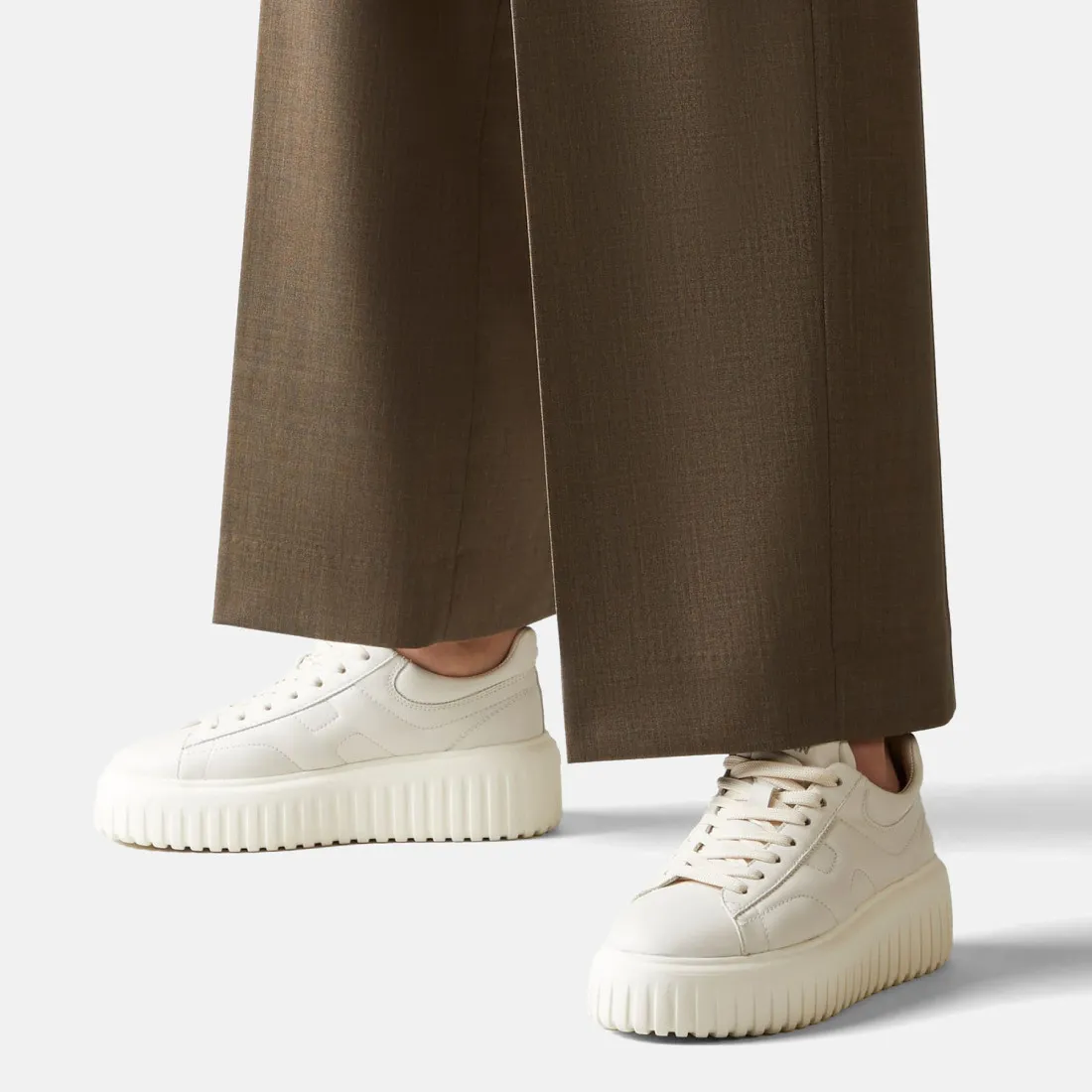 Sneaker da donna Hogan H-Stripes in nappa avorio