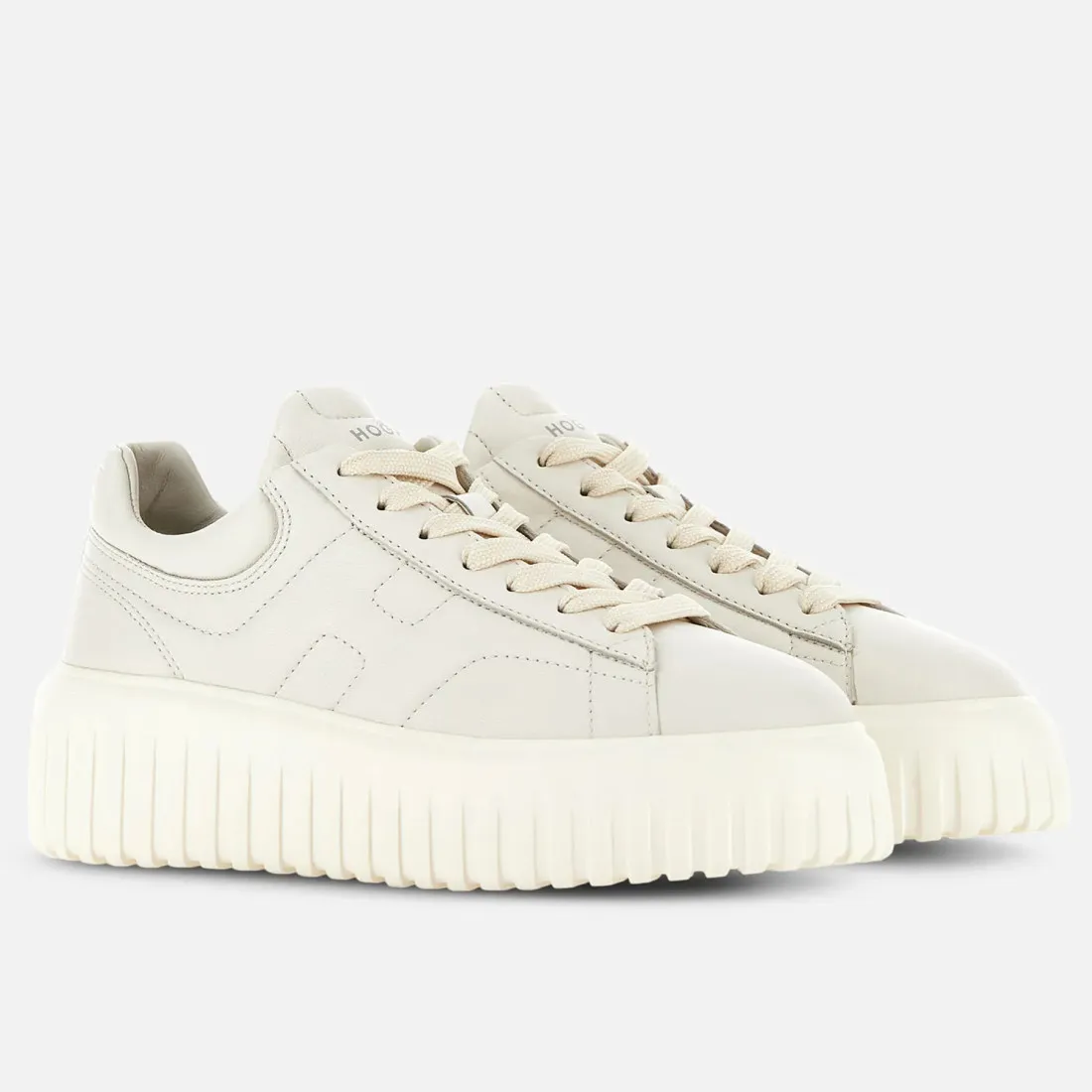 Sneaker da donna Hogan H-Stripes in nappa avorio