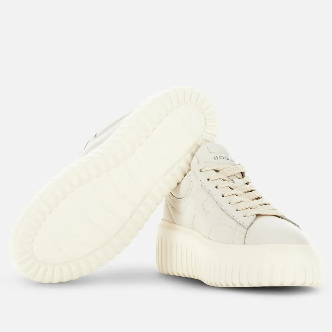 Sneaker da donna Hogan H-Stripes in nappa avorio