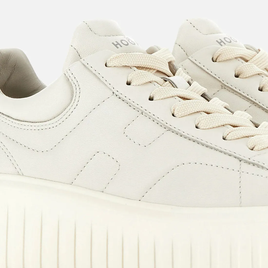 Sneaker da donna Hogan H-Stripes in nappa avorio