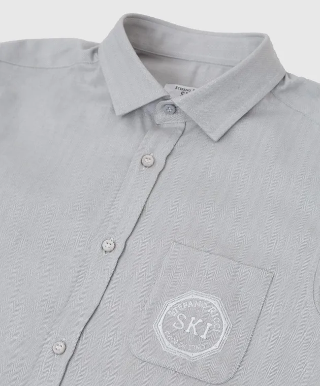 Stefano Ricci Maglietta grigio chiaro per bambini con ricami YAC6S00030L824