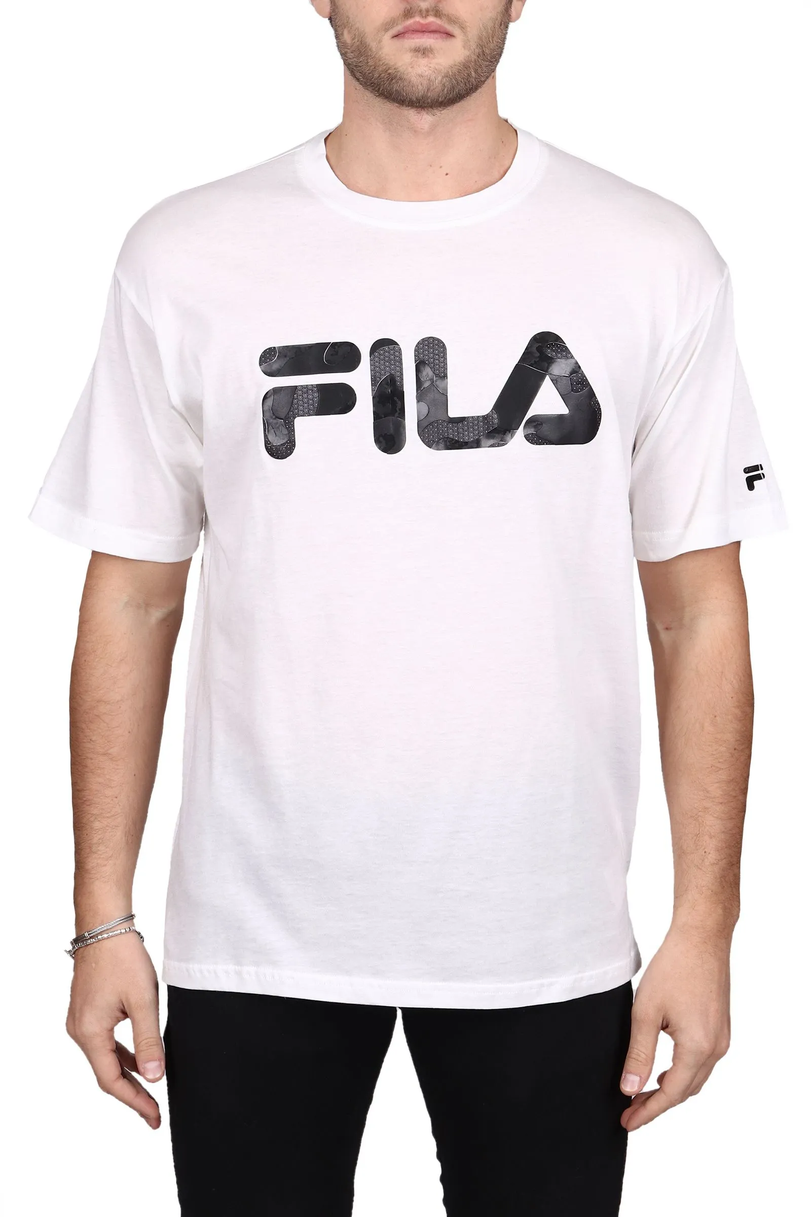 T-SHIRT BIANCA CON DETTAGLIO LOGO FRONTALE IN COTONE