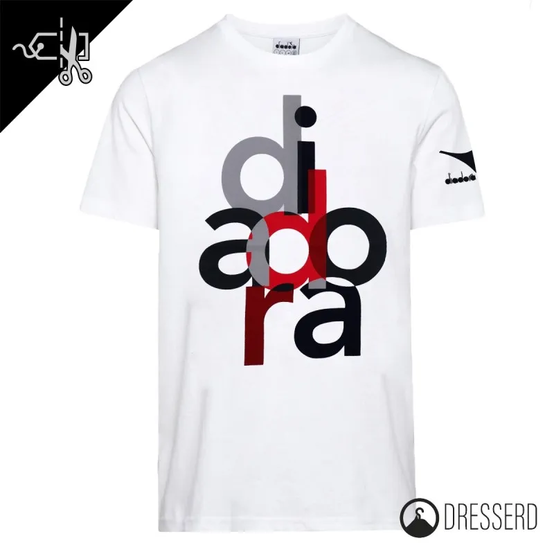 T-Shirt Uomo Diadora ss logo black Maglia 100% Cotone Stampo Grande Maglie Dresserd