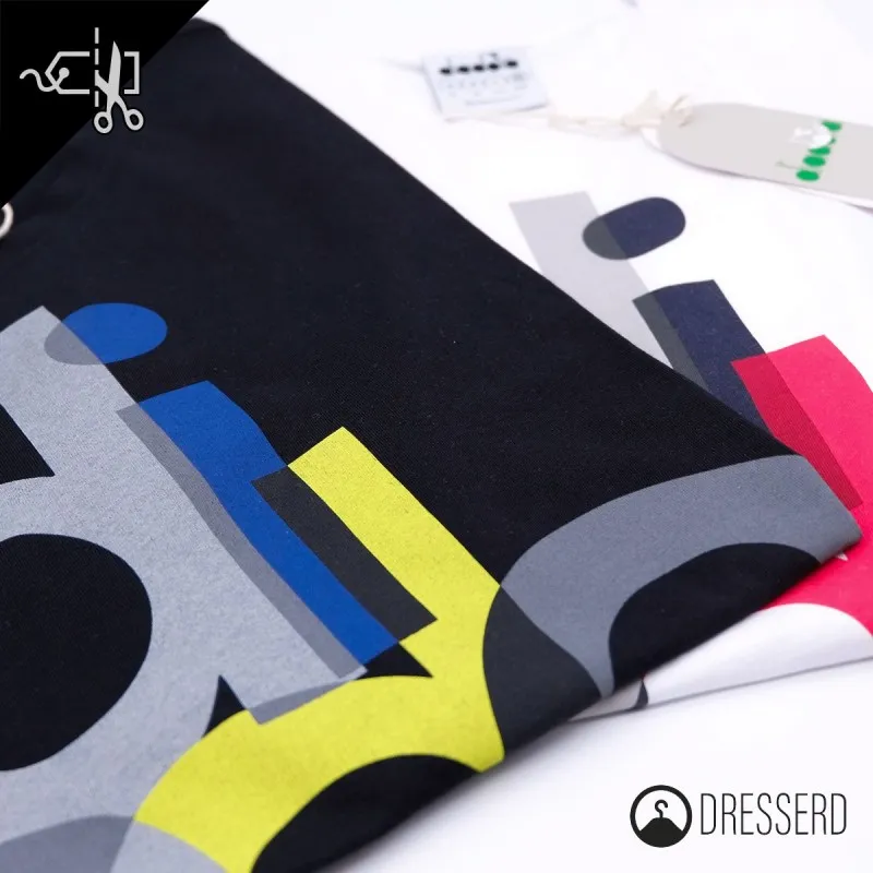 T-Shirt Uomo Diadora ss logo black Maglia 100% Cotone Stampo Grande Maglie Dresserd